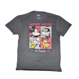 Disney Mickey Mouse & Friends Mens Grey Gray Graphic T-Shirt Large
